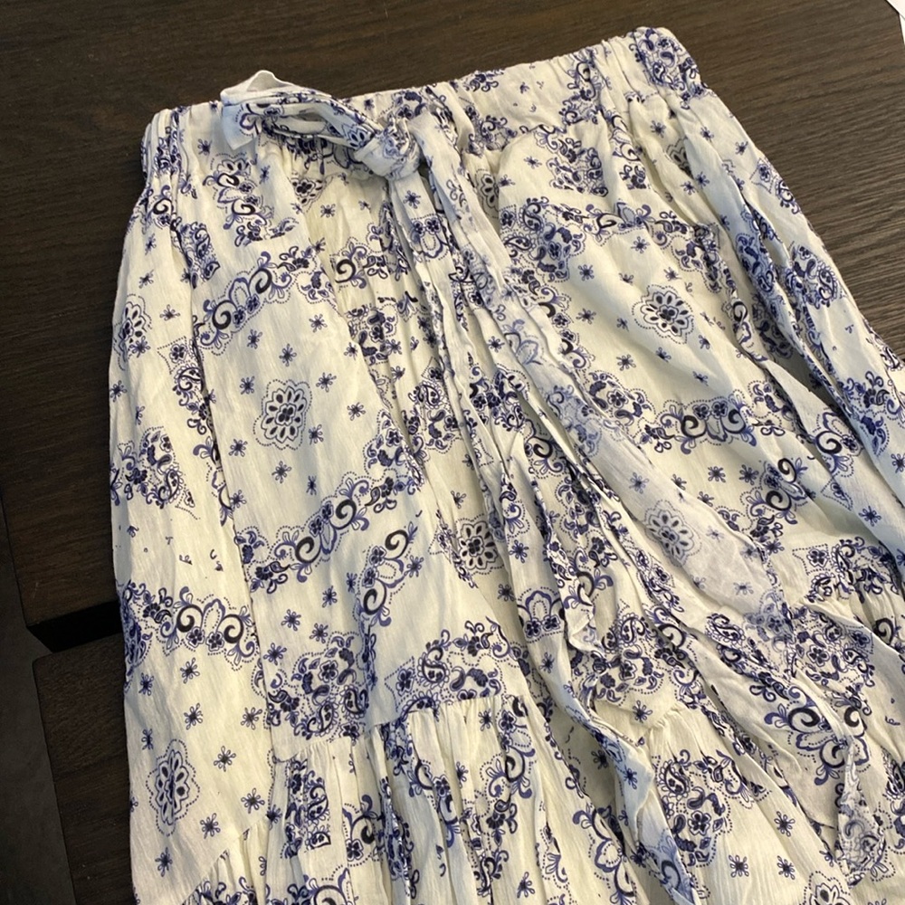 The westside brand TWB skirt tie Miramar beach paisley ivory